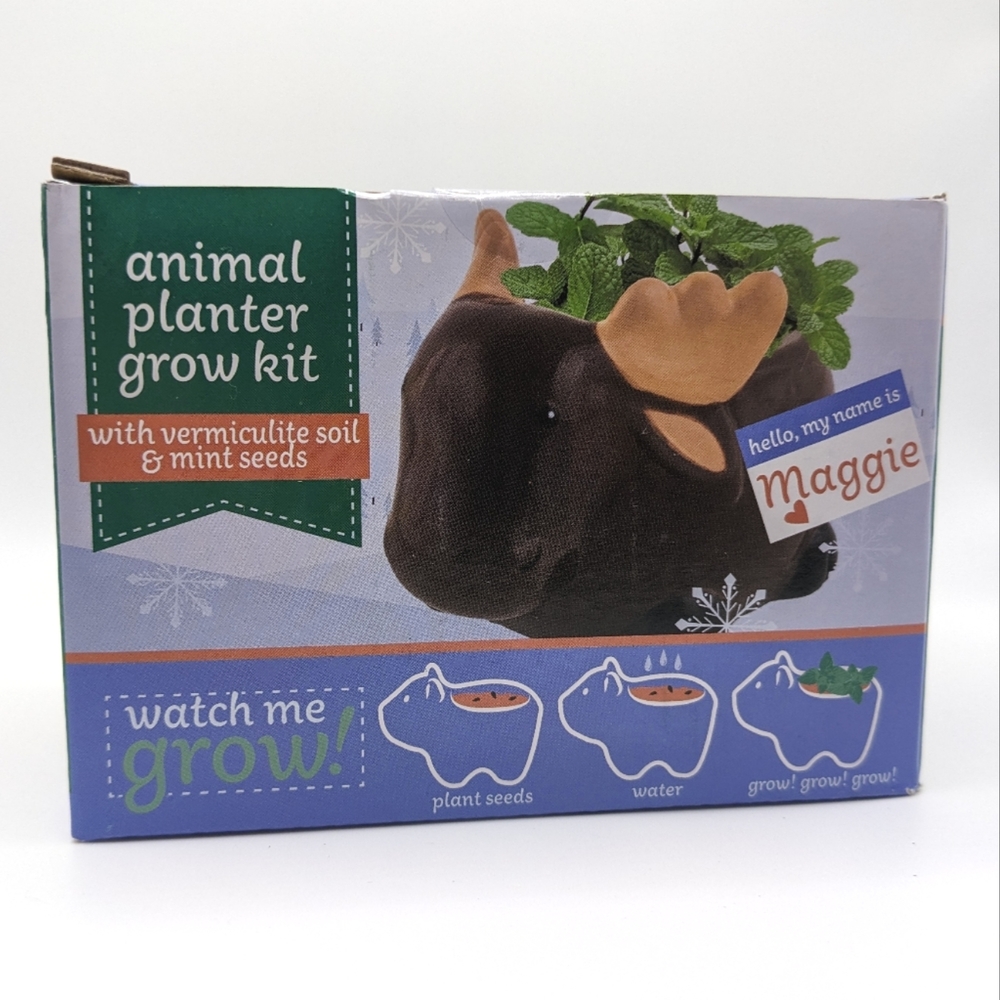 📦5 for $20🛒  Maggie the Moose Animal Planter Kit! Comes with soil, seeds